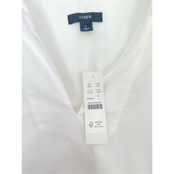 J. Crew 100% Cotton White Long Sleeve Collared Top NWT - Picture 2 of 6